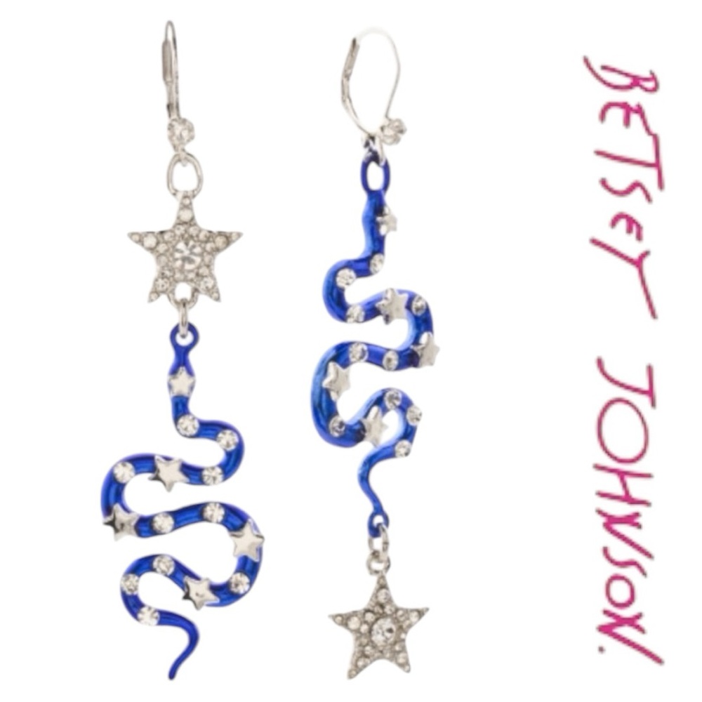 Betsey Johnson Snake & Star Upside Down Earrings